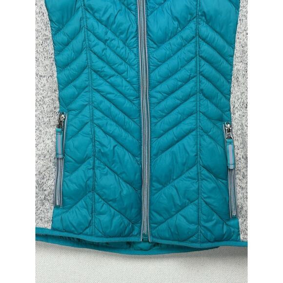 Xersion Women’s S Teal & Gray Full Zip Jacket with Hide Away Hood Quilted - Picture 5 of 12